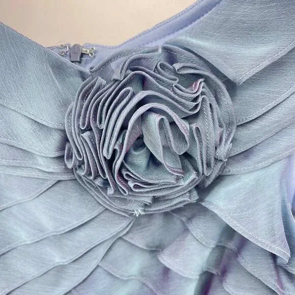 London Times Womens Flower Dress Knee Length Layered Lined Pale Dress 6 Petite - Picture 8 of 9